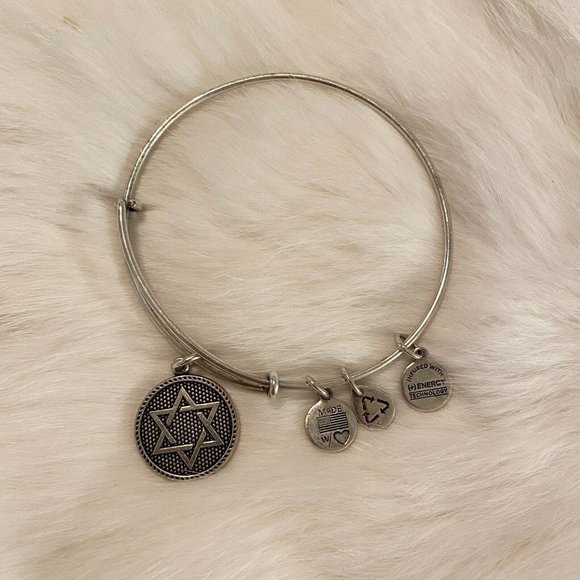 ALex and Ani Star of David Bangle Bracelet Silver Tone Metal Adjustable 6044 - Picture 6 of 12